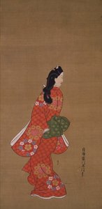 Schoonheid die Achterom Kijkt door Hishikawa Moronobu